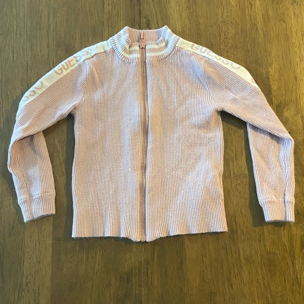 Pink Guess Zip-up Sweater